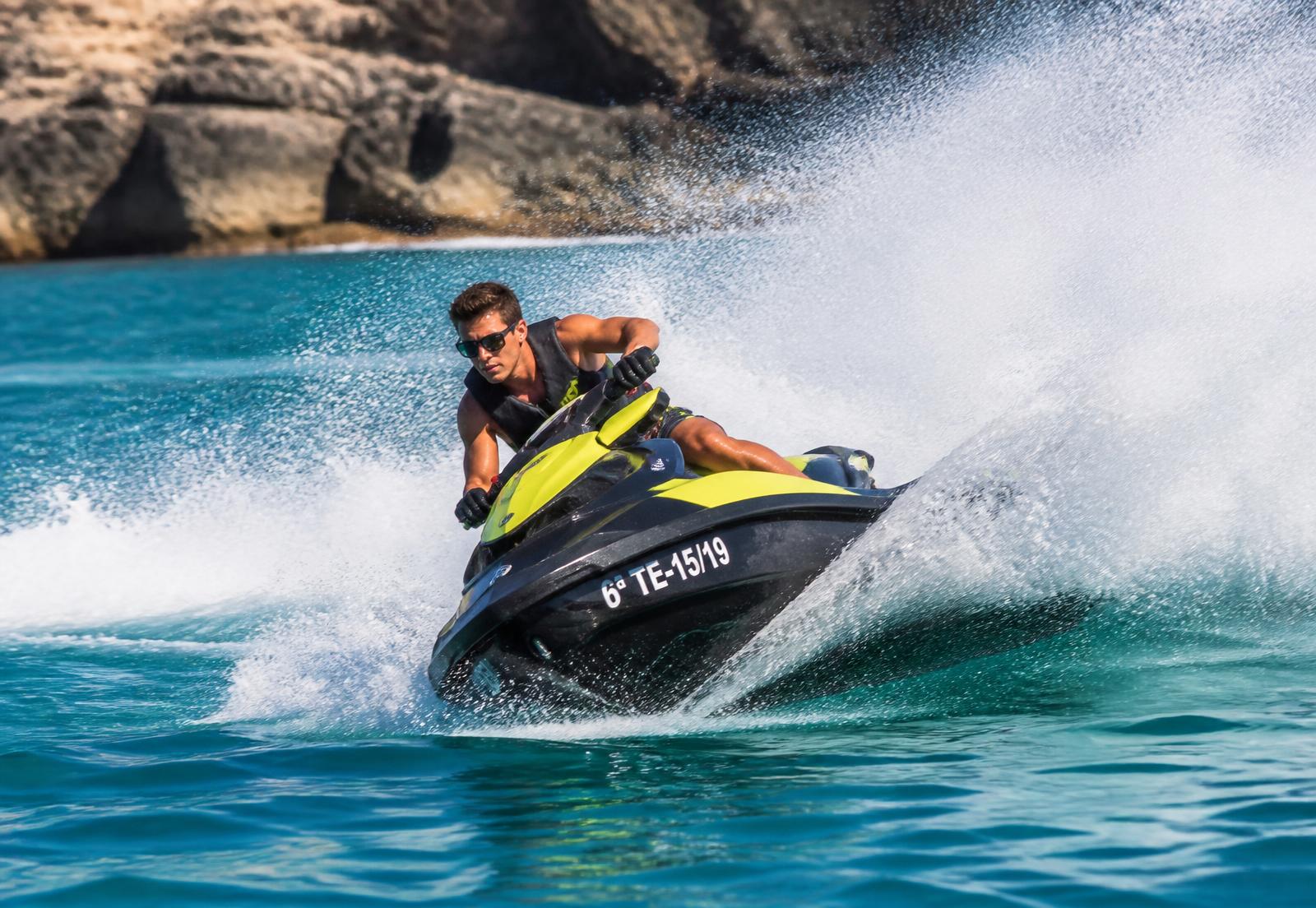 Jet Ski at full speed on the Mediterranean sea